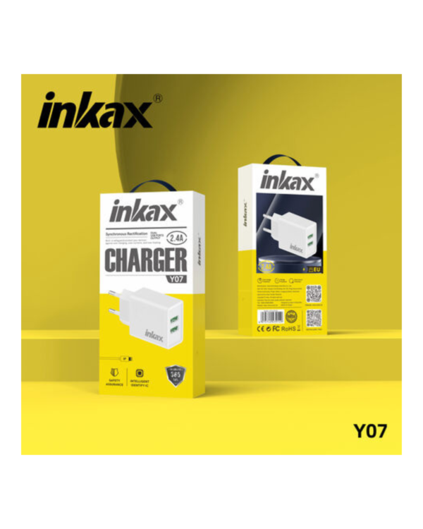CHARGEUR INKAX Y07 12W Mural Double Ports USB-A avec Câble Pour téléphone Mobile