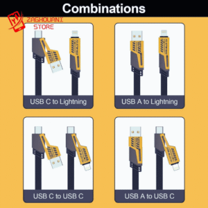 Câble Universel 4 en 1 Amzpas (100cm) – Compatible iPhone, Samsung & Plus