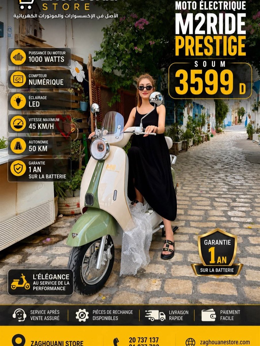 MOTO ÉLECTRIQUE M2RIDE PRESTIGE 1000W